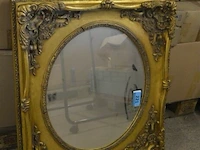 Retro spiegel met kader goud look - afbeelding 1 van  2