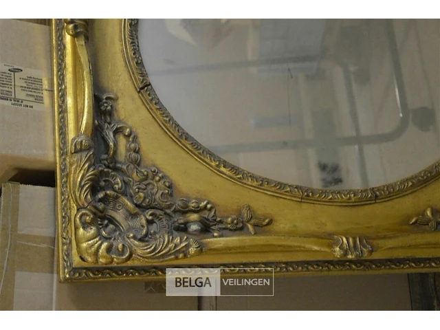 Retro spiegel met kader goud look - afbeelding 2 van  2