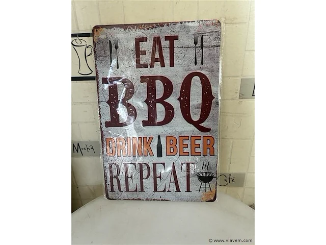 Retrolook metalen sierbord - afbeelding 1 van  1