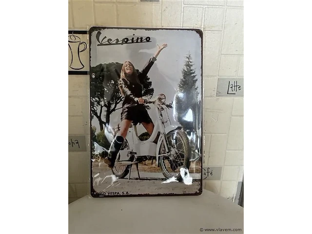 Retrolook metalen sierbord - afbeelding 1 van  1