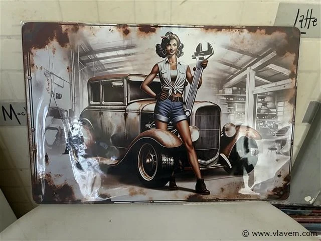 Retrolook metalen sierbord - afbeelding 1 van  1
