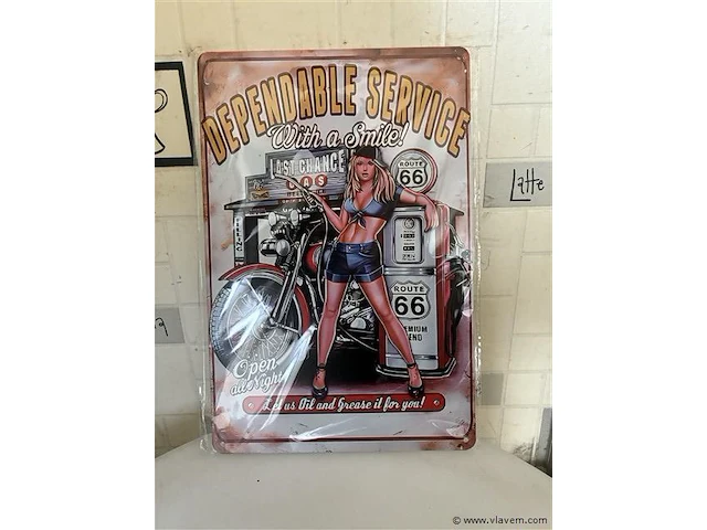 Retrolook metalen sierbord - afbeelding 1 van  1