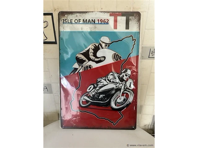 Retrolook metalen sierbord - afbeelding 1 van  1