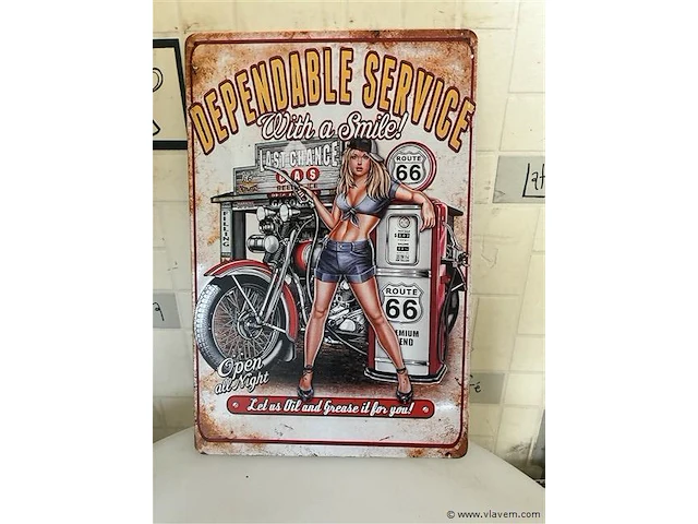 Retrolook metalen sierbord - afbeelding 1 van  1
