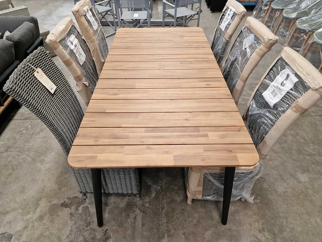 Reykjavik tuintafel frame zwart 200 x 100cm met blad acacia - afbeelding 4 van  4