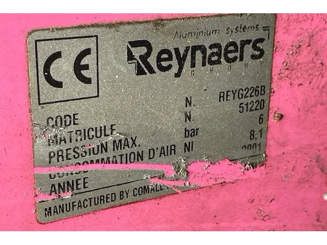Reynaers metaalbewerkingsmachine - afbeelding 4 van  6
