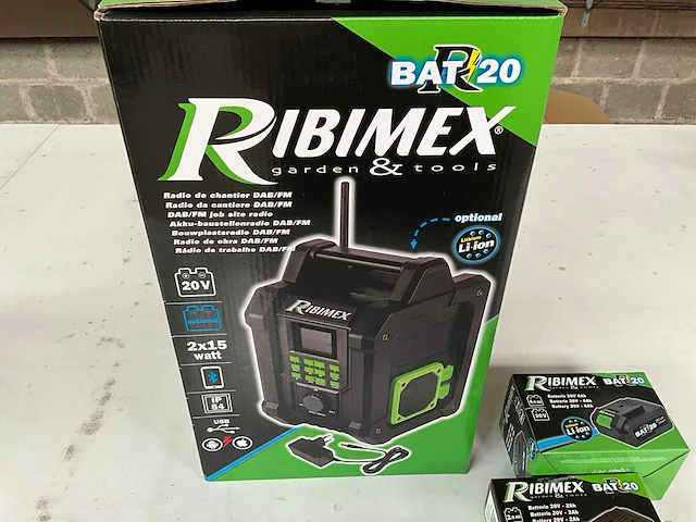 Ribimex bouwplaats radio + 2x batterij - afbeelding 2 van  7