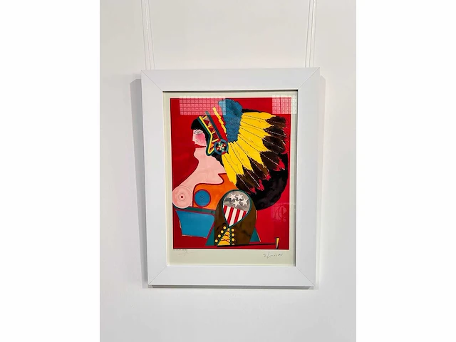 Richard lindner 1969 (after) - miss american indian, lithografieën 71x55 cm - ingelijst . 97x77 cm - afbeelding 1 van  7