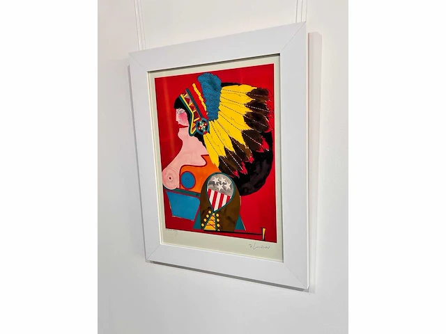 Richard lindner 1969 (after) - miss american indian, lithografieën 71x55 cm - ingelijst . 97x77 cm - afbeelding 2 van  7