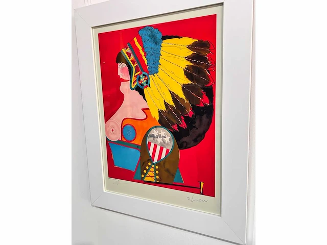 Richard lindner 1969 (after) - miss american indian, lithografieën 71x55 cm - ingelijst . 97x77 cm - afbeelding 3 van  7