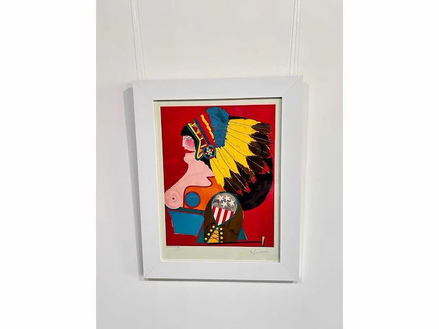 Richard lindner 1969 (after) - miss american indian, lithografieën 71x55 cm - ingelijst . 97x77 cm - afbeelding 7 van  7