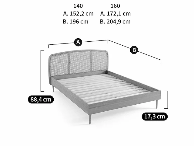 Rieten bed 160 x 200 met bedbodem - afbeelding 10 van  11
