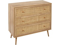 Rieten en houten ladekast met 3 lades - afbeelding 2 van  8