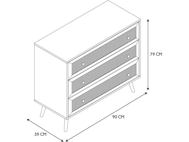 Rieten en houten ladekast met 3 lades - afbeelding 3 van  8
