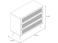 Rieten en houten ladekast met 3 lades - afbeelding 3 van  8