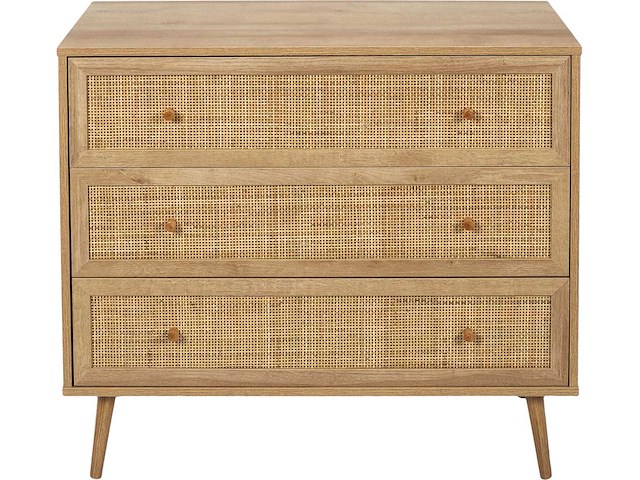 Rieten en houten ladekast met 3 lades - afbeelding 4 van  8