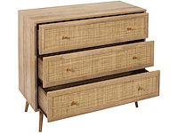 Rieten en houten ladekast met 3 lades - afbeelding 5 van  8