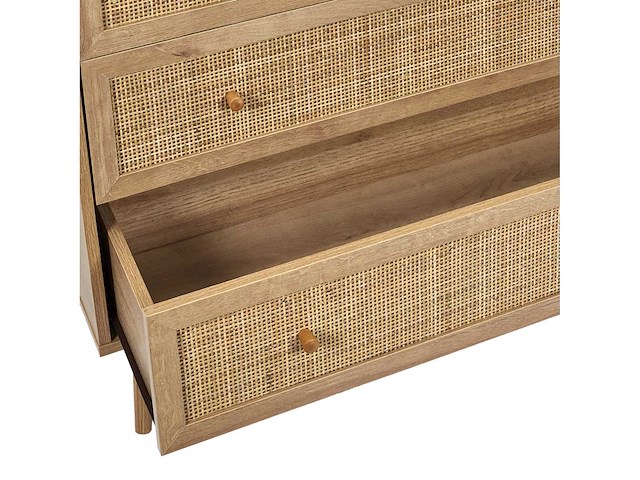 Rieten en houten ladekast met 3 lades - afbeelding 7 van  8