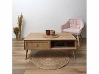 Rieten en houten salontafel 1 lade - afbeelding 1 van  6