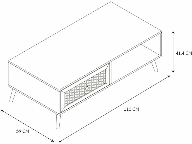 Rieten en houten salontafel 1 lade - afbeelding 3 van  6