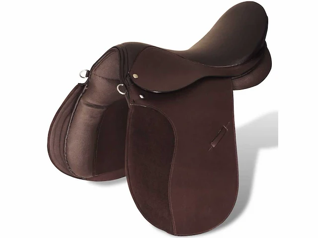 Rijzadelset 17,5" echt leer 12 cm 5 in 1 bruin - afbeelding 5 van  10