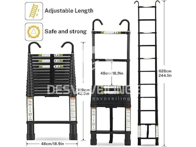 Rikade 6,2 m uitschuifbare ladder - afbeelding 1 van  2