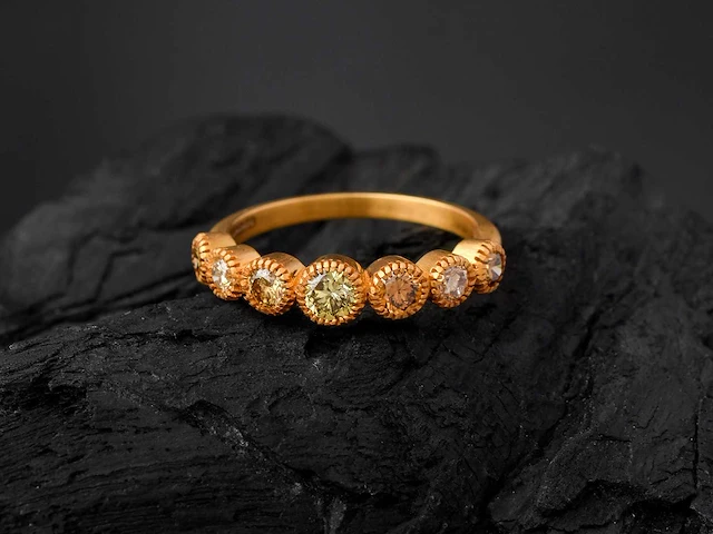 Ring 14k goud met natuurlijke diamanten 2.45 grm - afbeelding 2 van  4