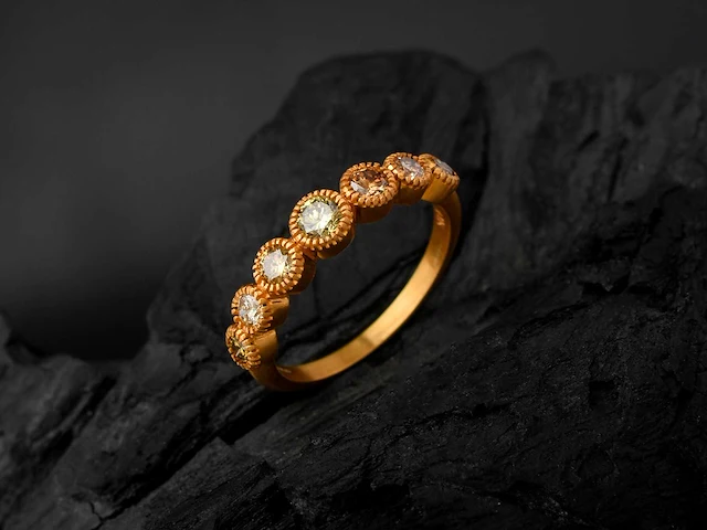 Ring 14k goud met natuurlijke diamanten 2.45 grm - afbeelding 3 van  4