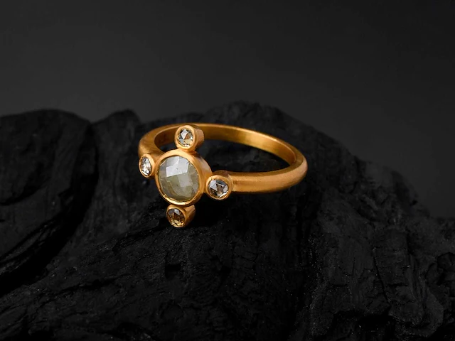 Ring 14k goud met natuurlijke diamanten 3.00 gm - afbeelding 2 van  4