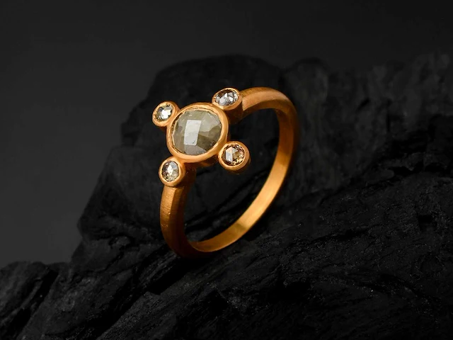 Ring 14k goud met natuurlijke diamanten 3.00 gm - afbeelding 3 van  4