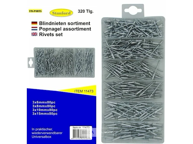 Rivettenset 320delig - afbeelding 1 van  1