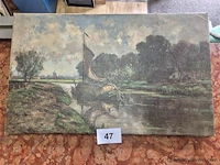 Rivierzicht boot 37x61cm - afbeelding 1 van  3