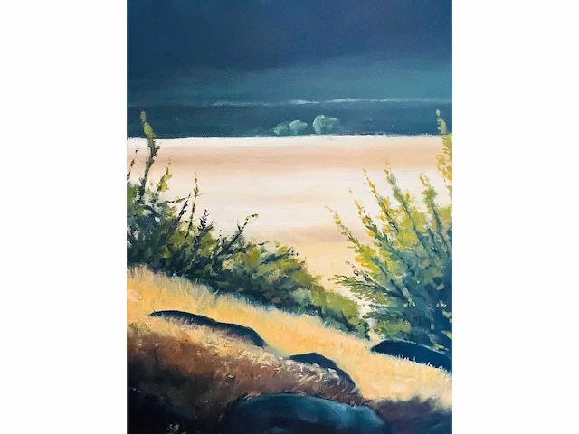 Roeland van der kley - meisje in een berglandschap - acryl op doek - afbeelding 2 van  11