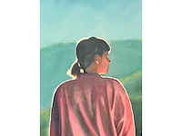 Roeland van der kley - meisje in een berglandschap - acryl op doek - afbeelding 4 van  11