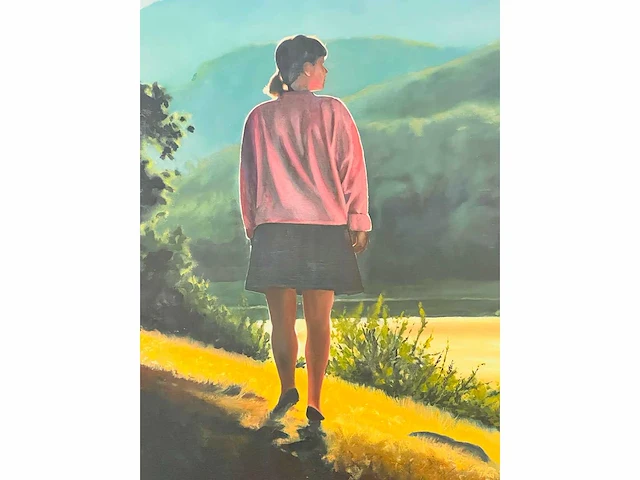 Roeland van der kley - meisje in een berglandschap - acryl op doek - afbeelding 6 van  11