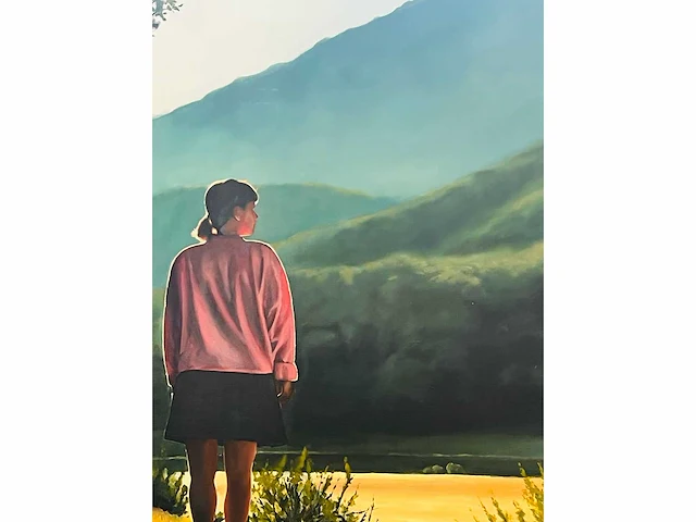 Roeland van der kley - meisje in een berglandschap - acryl op doek - afbeelding 8 van  11