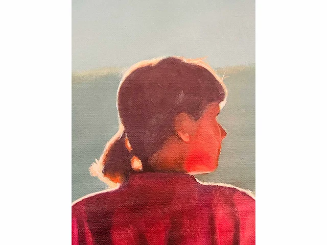 Roeland van der kley - meisje in een berglandschap - acryl op doek - afbeelding 10 van  11