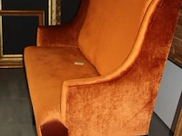 Roestkleurige stoffen zitbank, 2 kussens mulberry, 2 gestreepte kussens pierre frey (57,58,59) - afbeelding 5 van  6