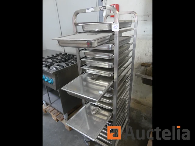 Roestvrijstalen trolley met 18 niveaus - afbeelding 3 van  6