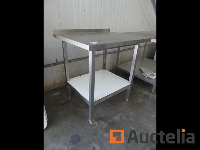 Roestvrijstalen werktafel met achterwand - afbeelding 4 van  5
