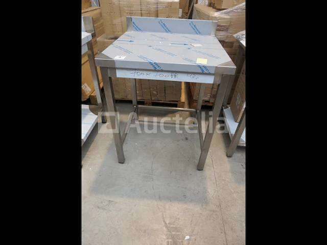 Roestvrijstalen werktafel met fronton aan de achterkant - afbeelding 5 van  7