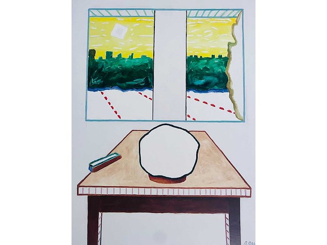 Roger raveel - een leegte aan een venster met een verticale aanwezigheid - offset - afbeelding 3 van  8