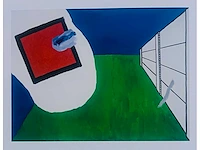 Roger raveel - muur en grasveld - offset - afbeelding 2 van  5