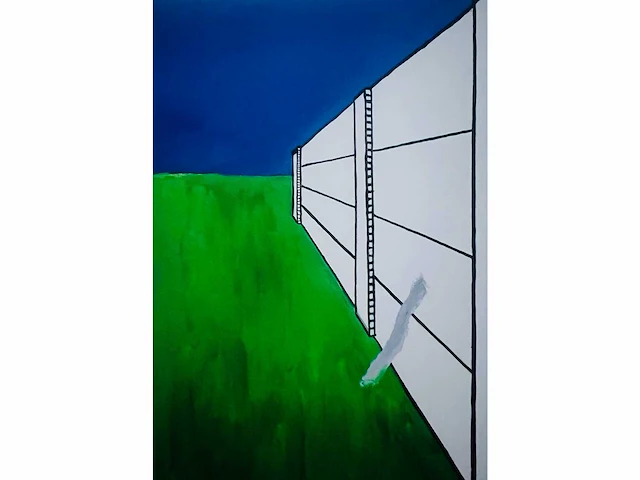 Roger raveel - muur en grasveld - offset - afbeelding 4 van  5