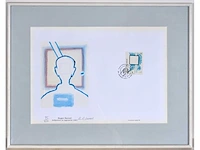 Roger raveel - zelfportret in tegenlicht - offset en postzegel - afbeelding 2 van  7