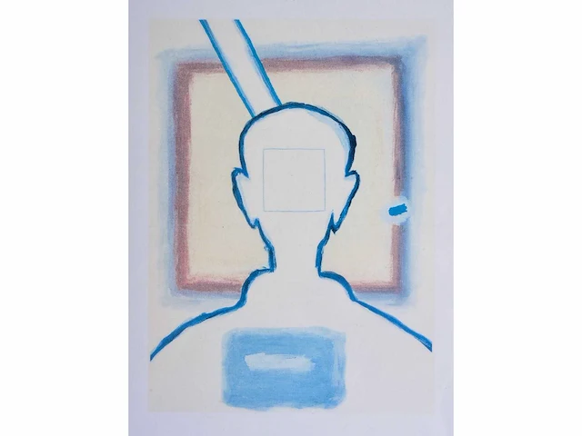 Roger raveel - zelfportret in tegenlicht - offset en postzegel - afbeelding 4 van  7
