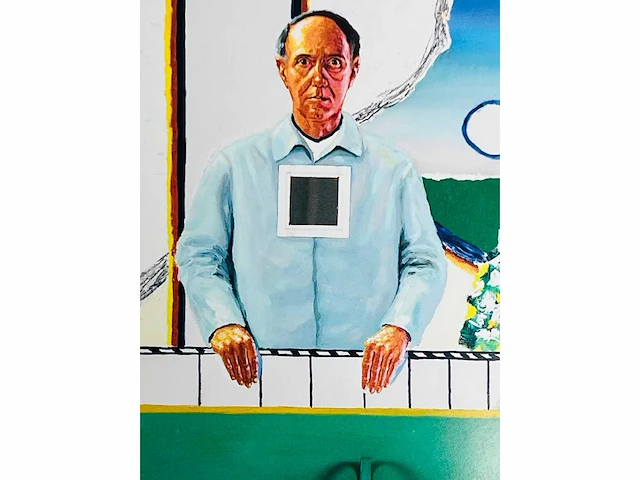 Roger raveel - zelfportret met karretje - offset - afbeelding 1 van  7