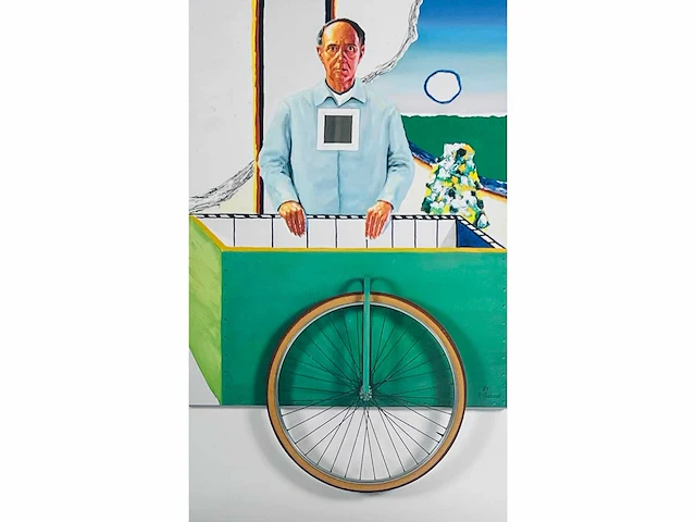 Roger raveel - zelfportret met karretje - offset - afbeelding 2 van  7