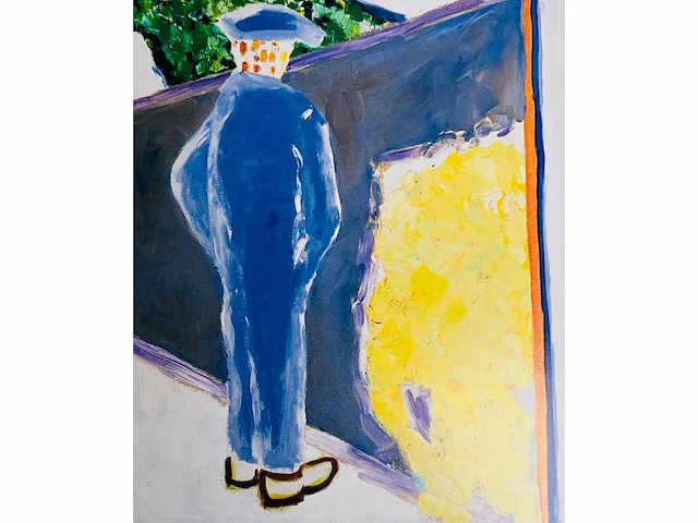 Roger raveel (1921-2013) - blauwe man en halve cirkel - offset - afbeelding 2 van  3