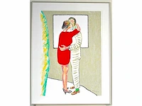 Roger raveel (1921 – 2013) - rood van liefde - zeefdruk - afbeelding 2 van  8